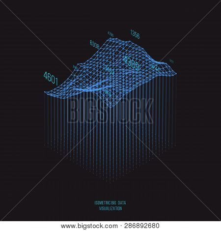 Big Data Visualization .trendy Infographic Template. Data Analysis Expressed By 3d Isometric Landsca
