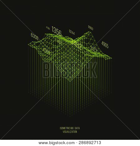 Big Data Visualization .trendy Infographic Template. Data Analysis Expressed By 3d Isometric Landsca