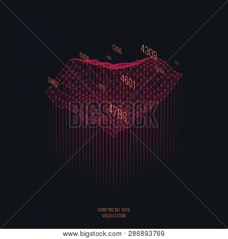 Big Data Visualization .trendy Infographic Template. Data Analysis Expressed By 3d Isometric Landsca