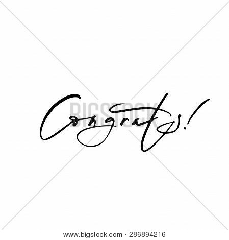 Creative Hand Drawn Lettering Congratulations. Ink Illustration. Modern Brush Calligraphy.