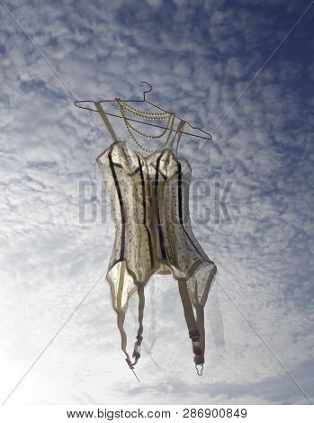 Romantic Vintage Corset Flying On The Sky