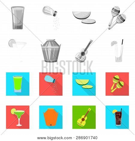 Isolated Object Of Cafe And Latin Icon. Set Of Cafe And National Vector Icon For Stock.
