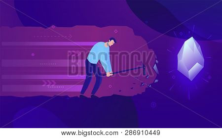 Vector Business Concept Illustration Businessman Digging And Find Treasure