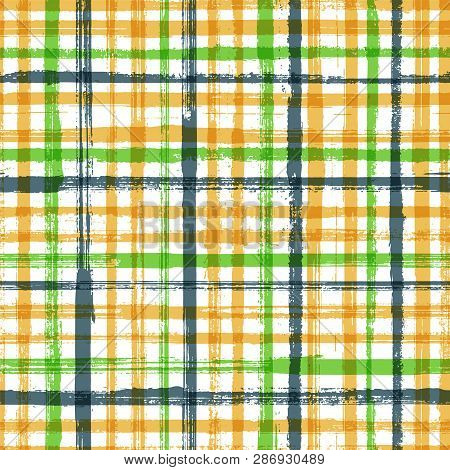 Grunge Stripes Seamless Vector Background Pattern. Dry Ink Art Lines Background. Dry Paintbrush Stri