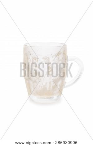 Empty Bock Beer Mug With Foam On White Background