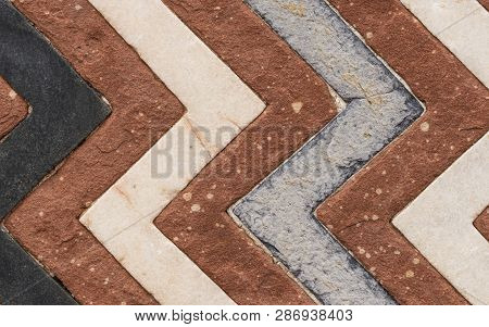 Abstract Natural Marble Pattern Color Zigzag Redwhite Blue