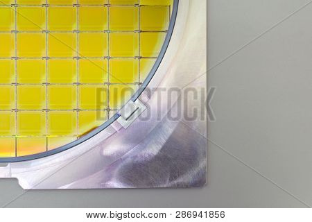 Silicon Wafer In Steel Holder - A Wafer Is A Thin Slice Of Semiconductor Material, Such As A Crystal