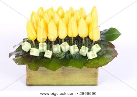 Žluté tulipány dekorace