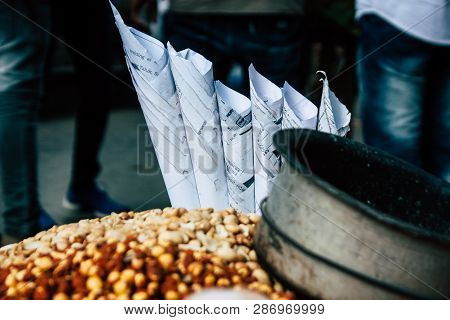 Mumbai India March 1, 2019 Closeup Of A Traditional Street Food Stall Located At Colaba District In 