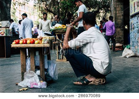 Mumbai India March 1, 2019 Closeup Of A Traditional Street Food Stall Located At Colaba District In 