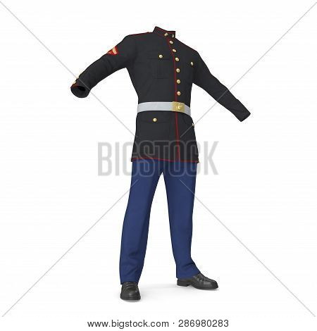 Parade Uniform Of Us Marine Corps Isolated On White Background 3d Illustration