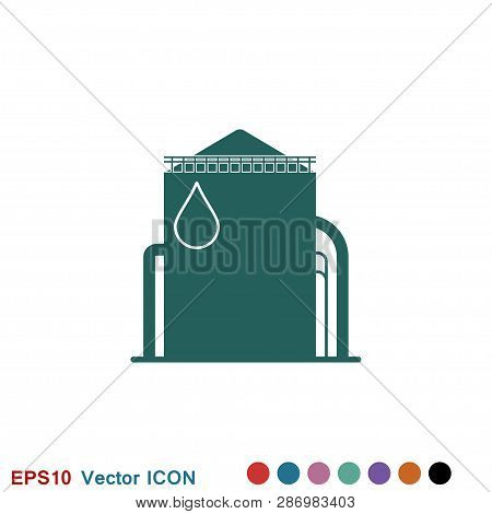 Oil Storage Tank Icon Logo, Illustration, Vector Sign Symbol For Design