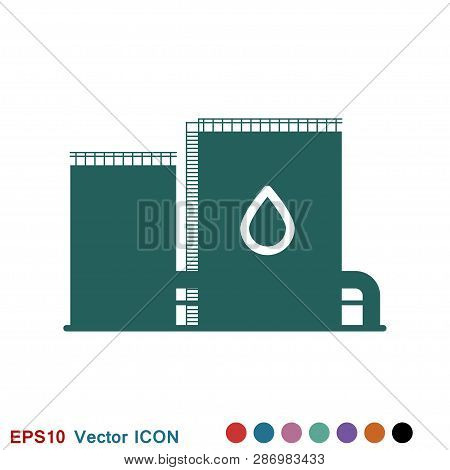 Oil Storage Tank Icon Logo, Illustration, Vector Sign Symbol For Design