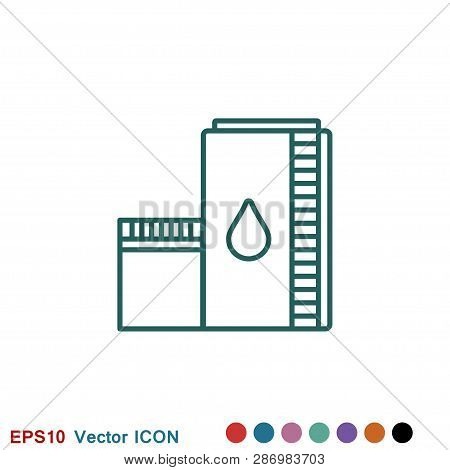 Oil Storage Tank Icon Logo, Illustration, Vector Sign Symbol For Design