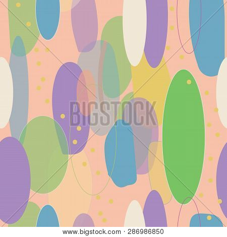 Organic Abstract Modern Coral Green Purple Green Ivory Brown Seameless Pattern.