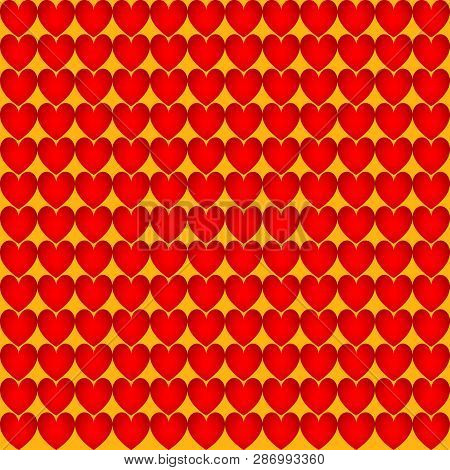 Fun Red Heart Background On Orange Background