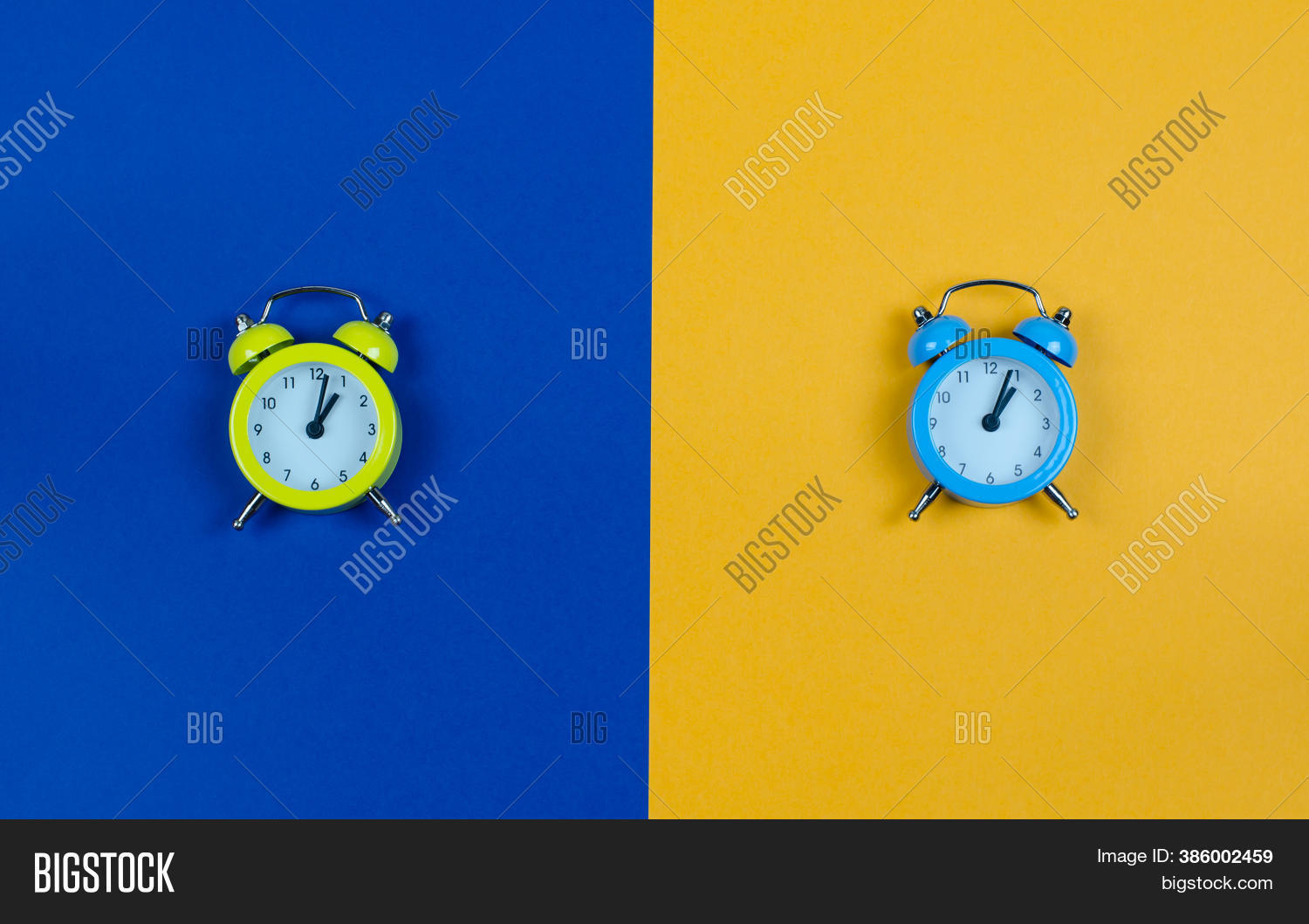 Clock On Yellowblue Image & Photo (Free Trial) Bigstock
