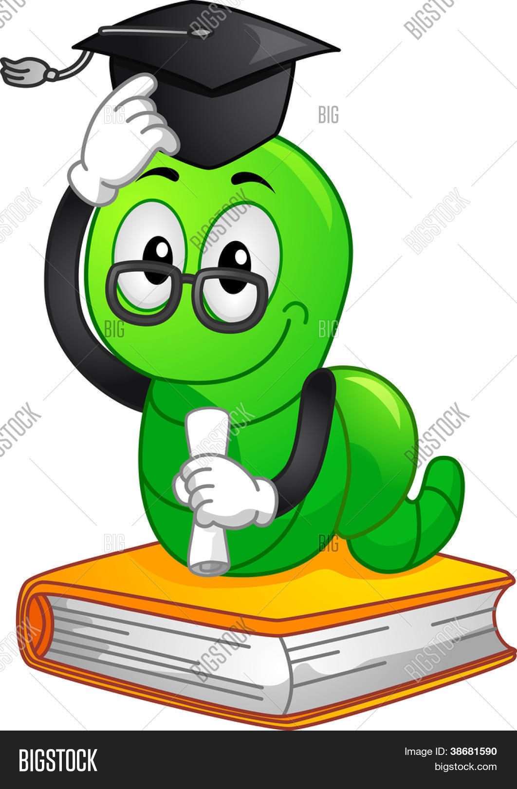 Graduation Bookworm Mascot Illustration Vector & Photo (Free Trial) | Bigstock