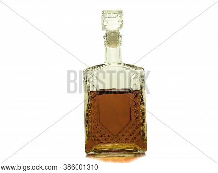 Vodka With Pepper In A Decanter On A White Background
