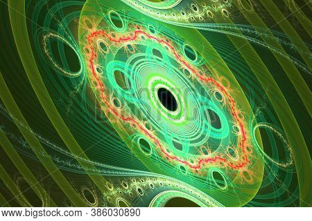 Green Fractal Geometric Pattern Illustration Neon Uv Physics Astrophysics