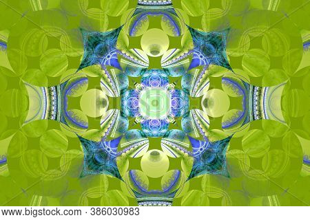 Green Fractal Geometric Pattern Illustration Neon Uv Physics Astrophysics