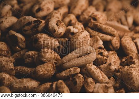 Macro Close Up Of Inflated Wheat Cereal, Selective Focus
