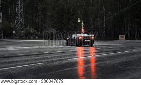 Tomsk, Russia - June 2, 2020: Chevrolet Camaro Zl1 The Exorcist Stands In The Middle Of The Street