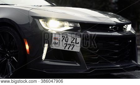 Tomsk, Russia - June 2, 2020: Chevrolet Camaro Zl1 The Front Of The Car Is Large