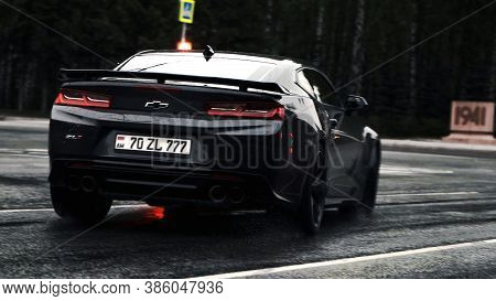 Tomsk, Russia - June 2, 2020: Chevrolet Camaro Zl1 The Exorcist Stands In The Middle Of The Street