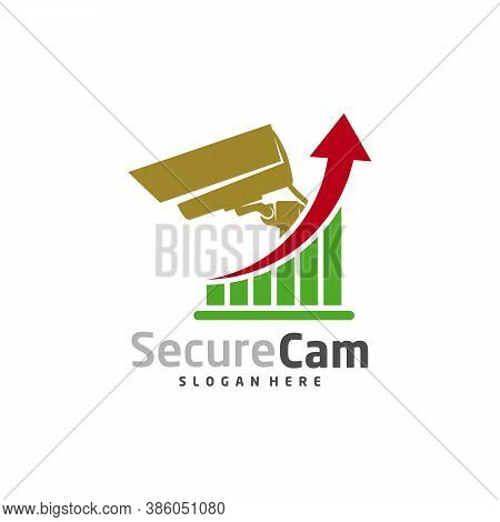 Cctv Camera With Stats Logo Design Vector Template, Concept Symbol, Icon