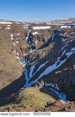 Waterfalls In The Canyon On The Putorana Plateau, Taimyr. Russia, Siberia
