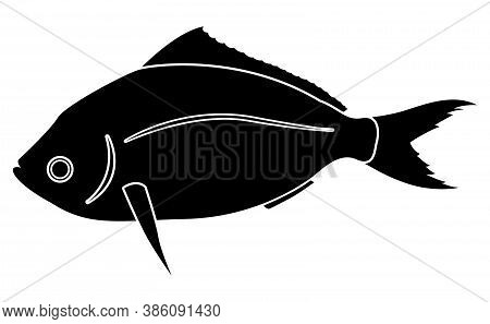 Yellowtail Fusilier Or Caesio Teres Fish Silhouette On White Background Illustration Eps10.