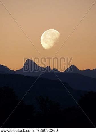 Mont Blanc Alpine Landscape At Dramatic Twillight - Alps, France, Europe.