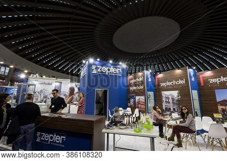 Belgrade, Serbia - February 24, 2019: Interior Of A Zepter Shop With Its Logo And People Pasisng In 