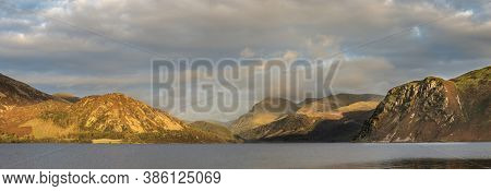 Stunning Landscape Image Looking Across Ennerdale Water In The English Lake District Towards The Pea