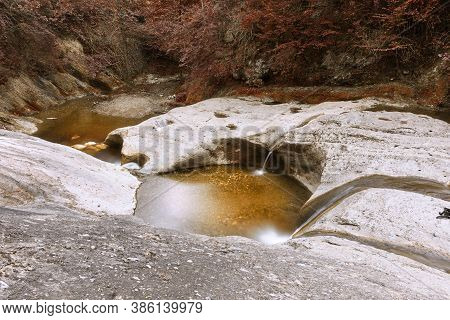 Autumn View Of Mountain Stream, La Gavane, Romania