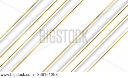 White Luxury Background With Diagonal Stripes In White And Gold And With Shadows