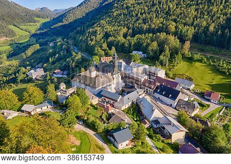 Annaberg In Lower Austria, Europe. Aerial Vie To The Lovely Town In The Mostviertel.
