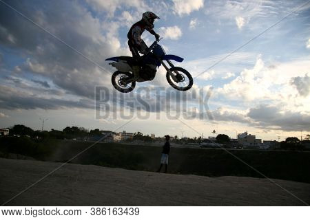 Eunapolis, Bahia / Brazil - April 3, 2008: Biker Is Seen During Motocross Training In The City Of Eu
