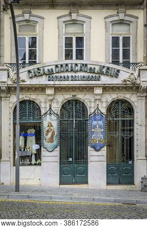 Porto, Portugal - May 29, 2018: Facade Of Casa Do Coracao De Jesus Or House Of Heart Of Jesus Religi