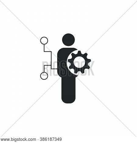 Developer Job Vector Icon. User Man Gear Icon. Stock Vector Illustration Isolated On White Backgroun