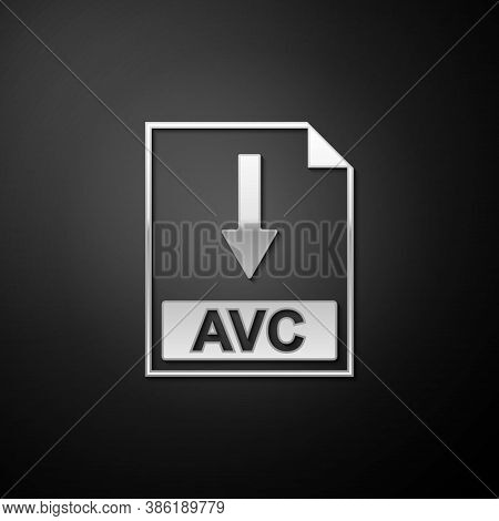 Silver Avc File Document Icon. Download Avc Button Icon Isolated On Black Background. Long Shadow St