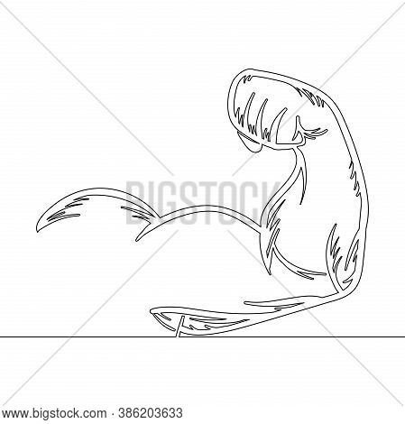 Continuous One Single Line Drawing Bicep Bodybuilder Shows Muscular Icon Vector Illustration Concept