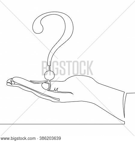 Continuous One Single Line Drawing Hand Holding Question Mark Icon Vector Illustration Concept