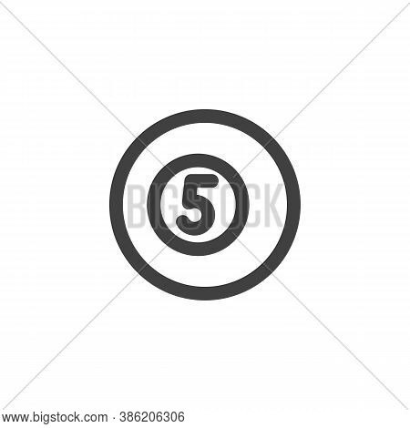Billiard Ball Line Icon. Linear Style Sign For Mobile Concept And Web Design. Number Five Pool Ball 