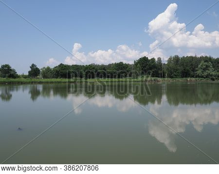 Nature Reflected In Waters Of Artificial Lake In European Goczalkowice Town At Silesian District In 