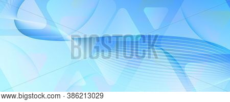 Blue Gradient Background. Abstract Fluid Line Poster. Curve Minimal Wallpaper. Light Dynamic Magazin