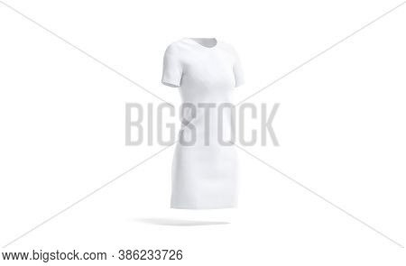 Blank White Cloth Dress Mock Up, Side View, 3d Rendering. Empty Model Knitwear Tee-shirt Mockup, Iso