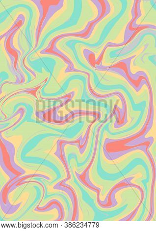 Abstract Wavy Warm Liquid Background In Pastel Colors.