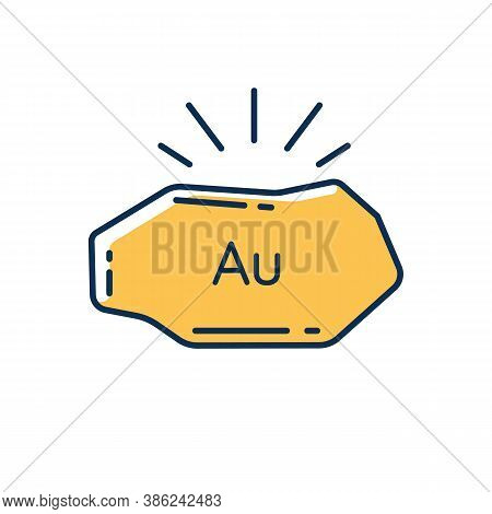 Golden Nugget Rgb Color Icon. Mineral Commodity For Trading. Gold Ore. Precious Metal. Metallurgy Pr